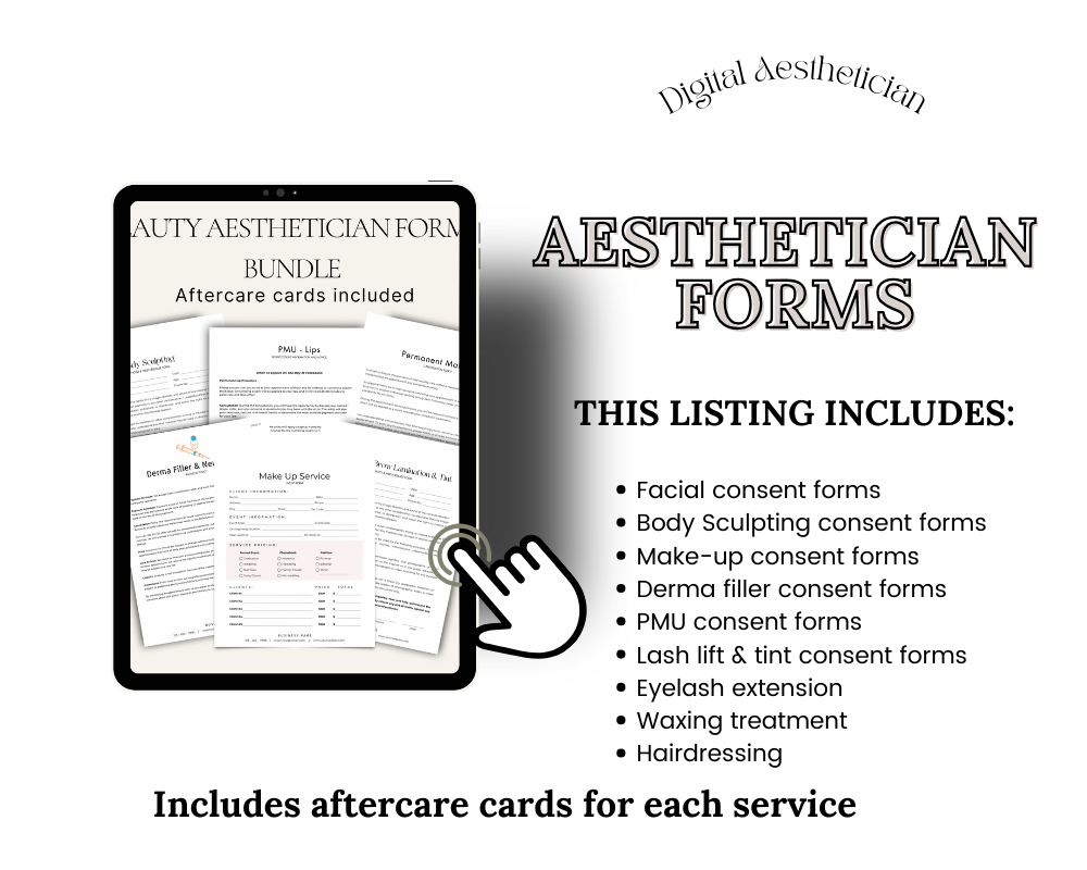 Beauty & Esthetician Forms Template Bundle| Editable Client Consultation & Aftercare Forms