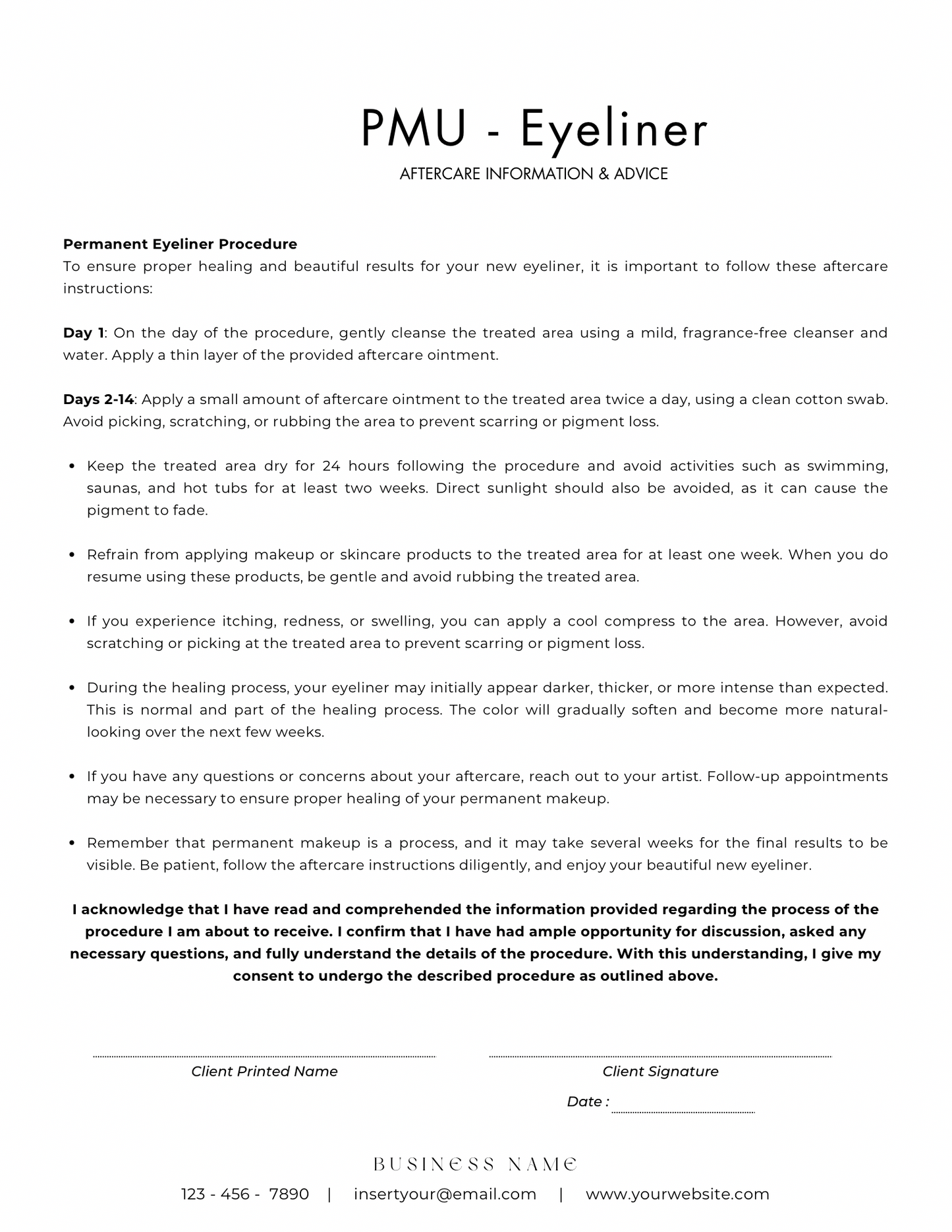 Permanent Makeup Template Forms – Editable PMU Client Consultation & Consent Forms
