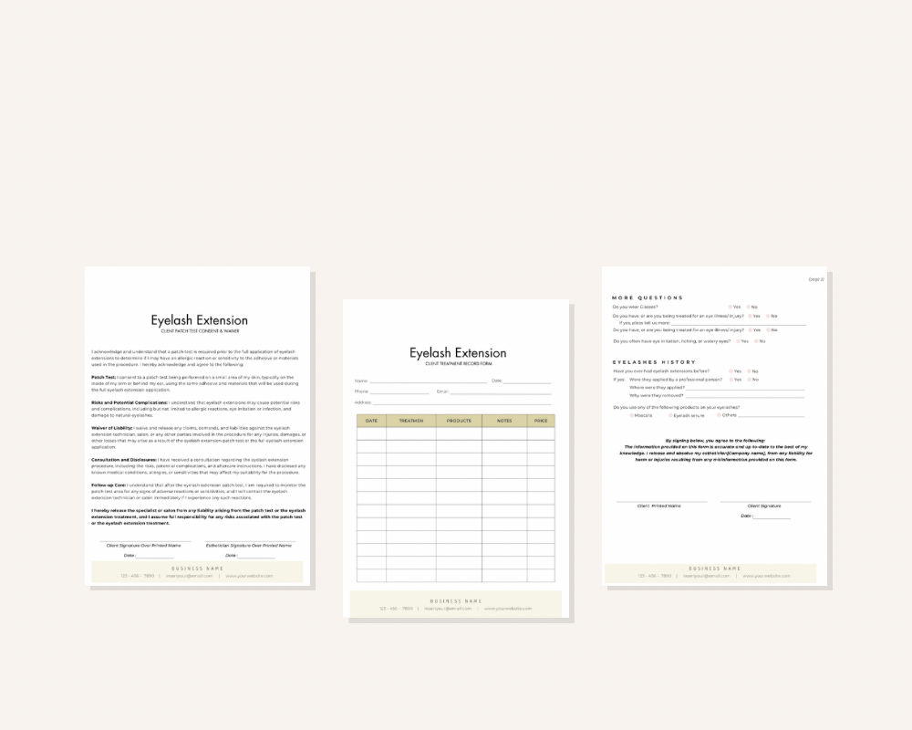 Eyelash Extensions consent forms