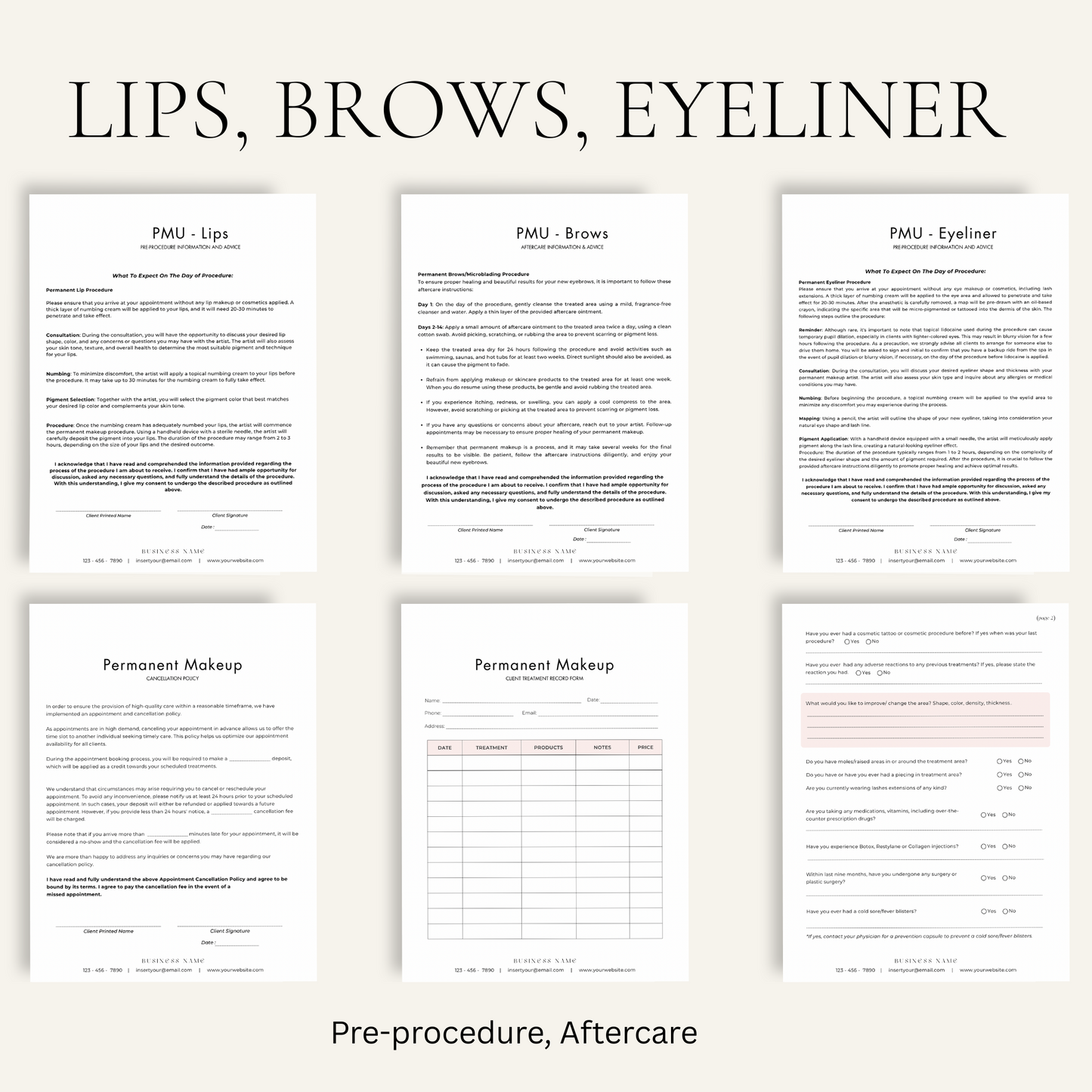 Permanent Makeup Template Forms – Editable PMU Client Consultation & Consent Forms