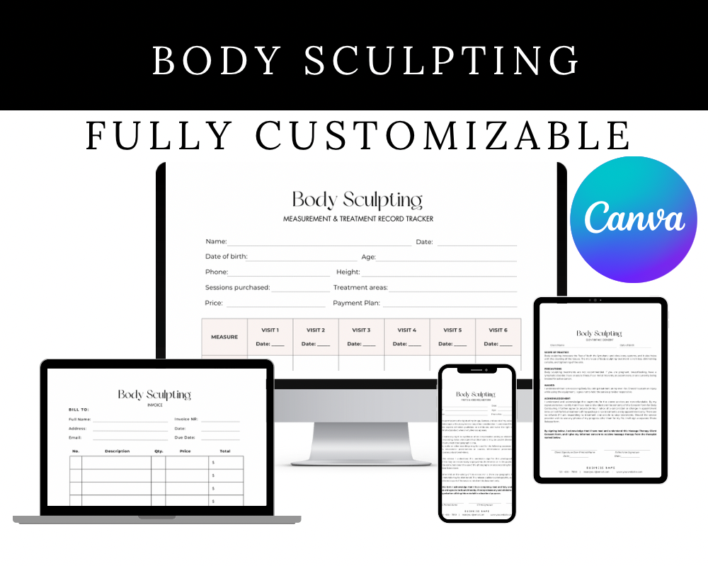 Body Sculpting Consent Forms | Editable Canva Templates for Aestheticians