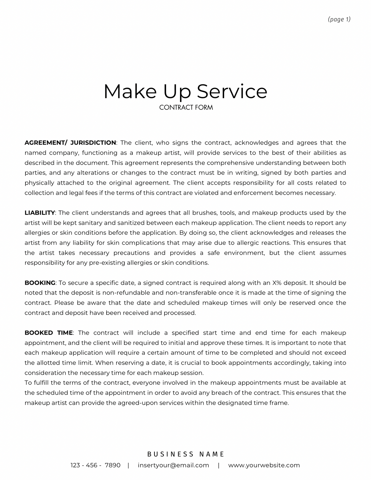 Makeup Service Consent Forms – Editable & Printable Templates