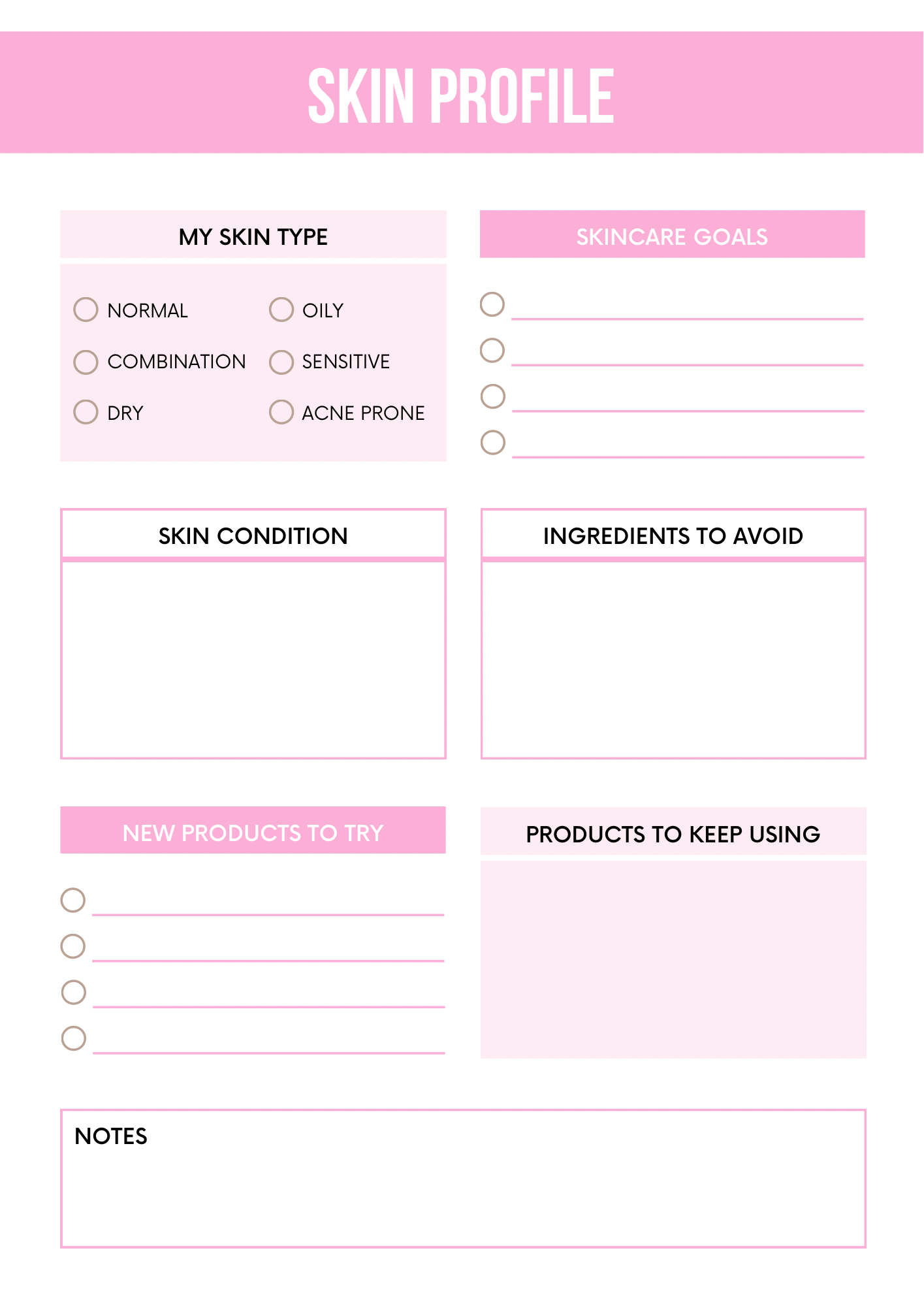 Skin Care Planner - Digital Skincare Routine Organizer