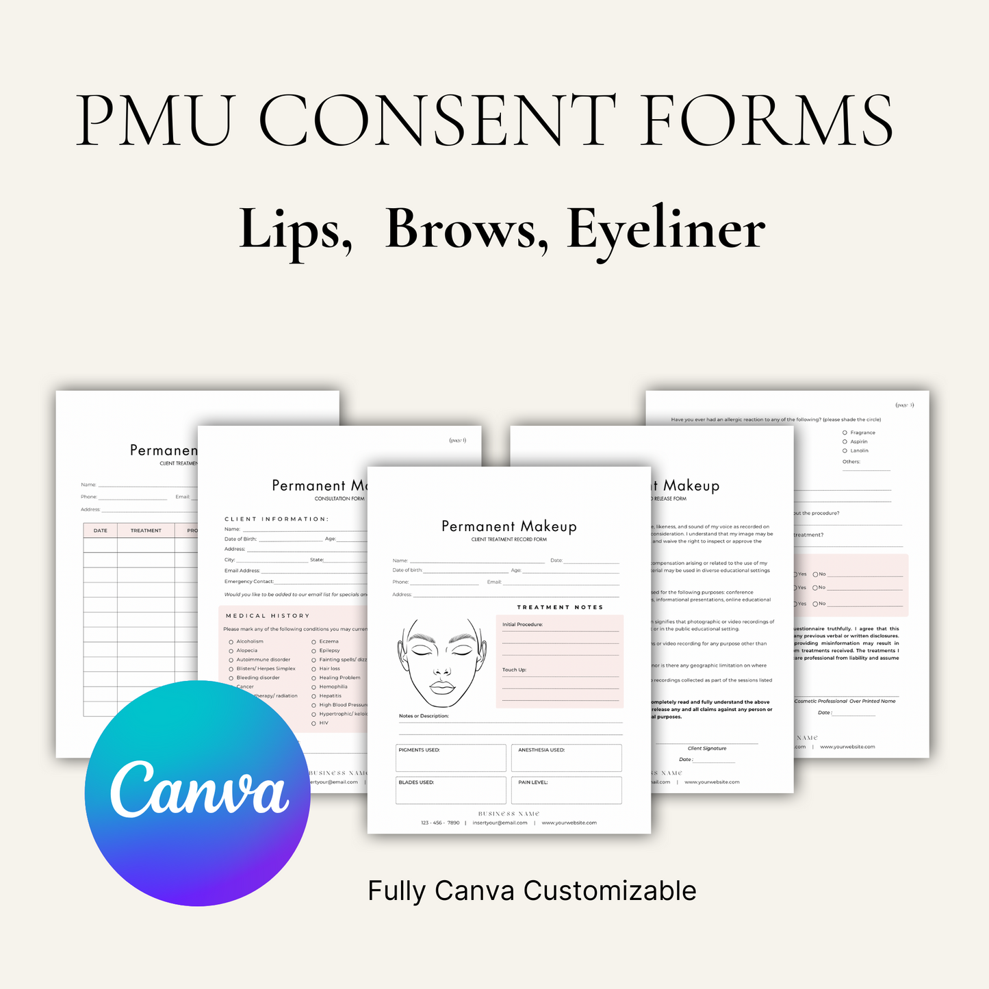 Permanent Makeup Template Forms – Editable PMU Client Consultation & Consent Forms