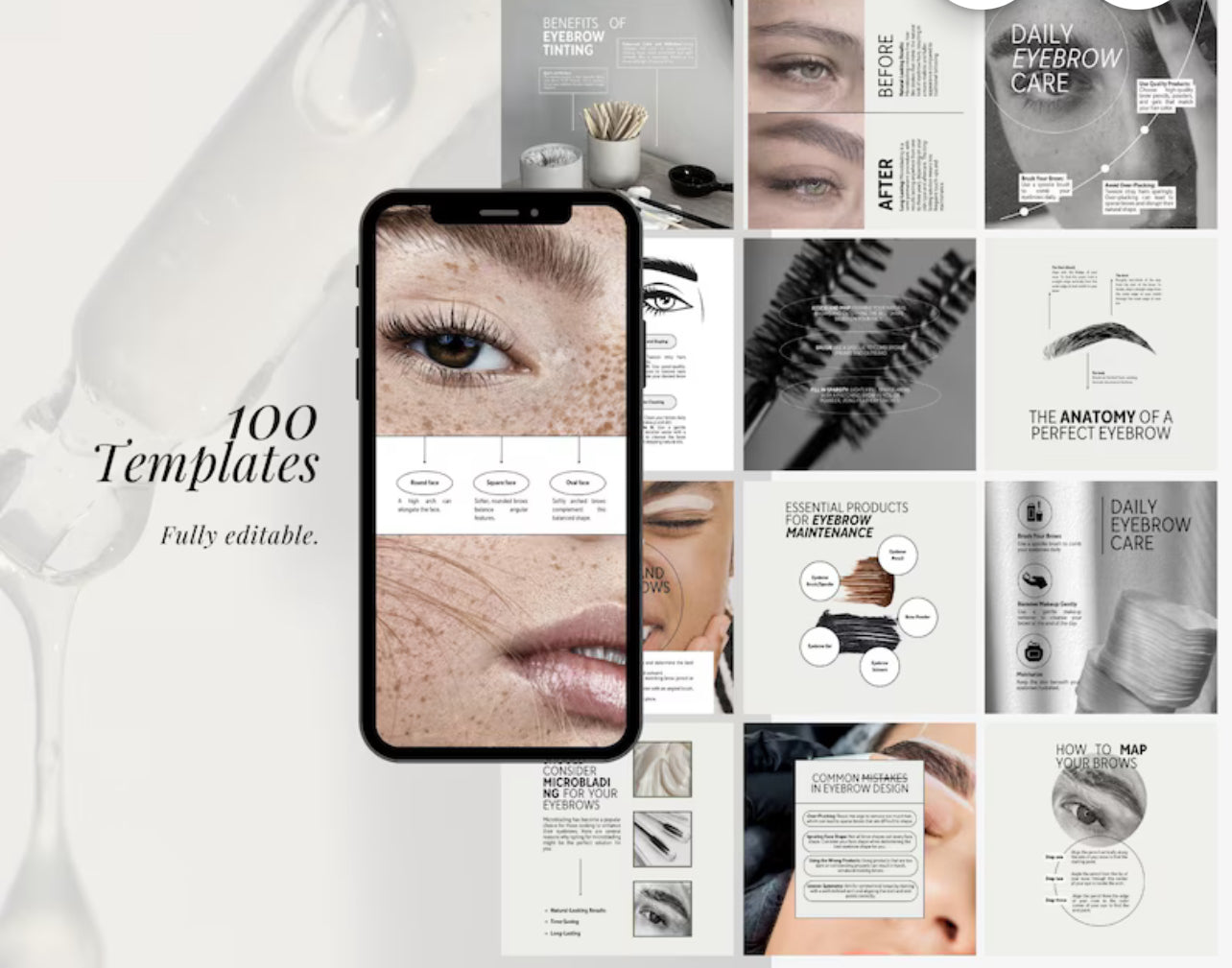 Brow Tinting Instagram Templates | Microblading Canva Templates | Beauty Artist | Brow Tech Faceless Post